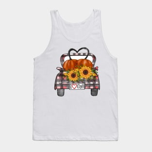 Womens I Love Fall Pumpkin Truck Cute Autumn Tank Top